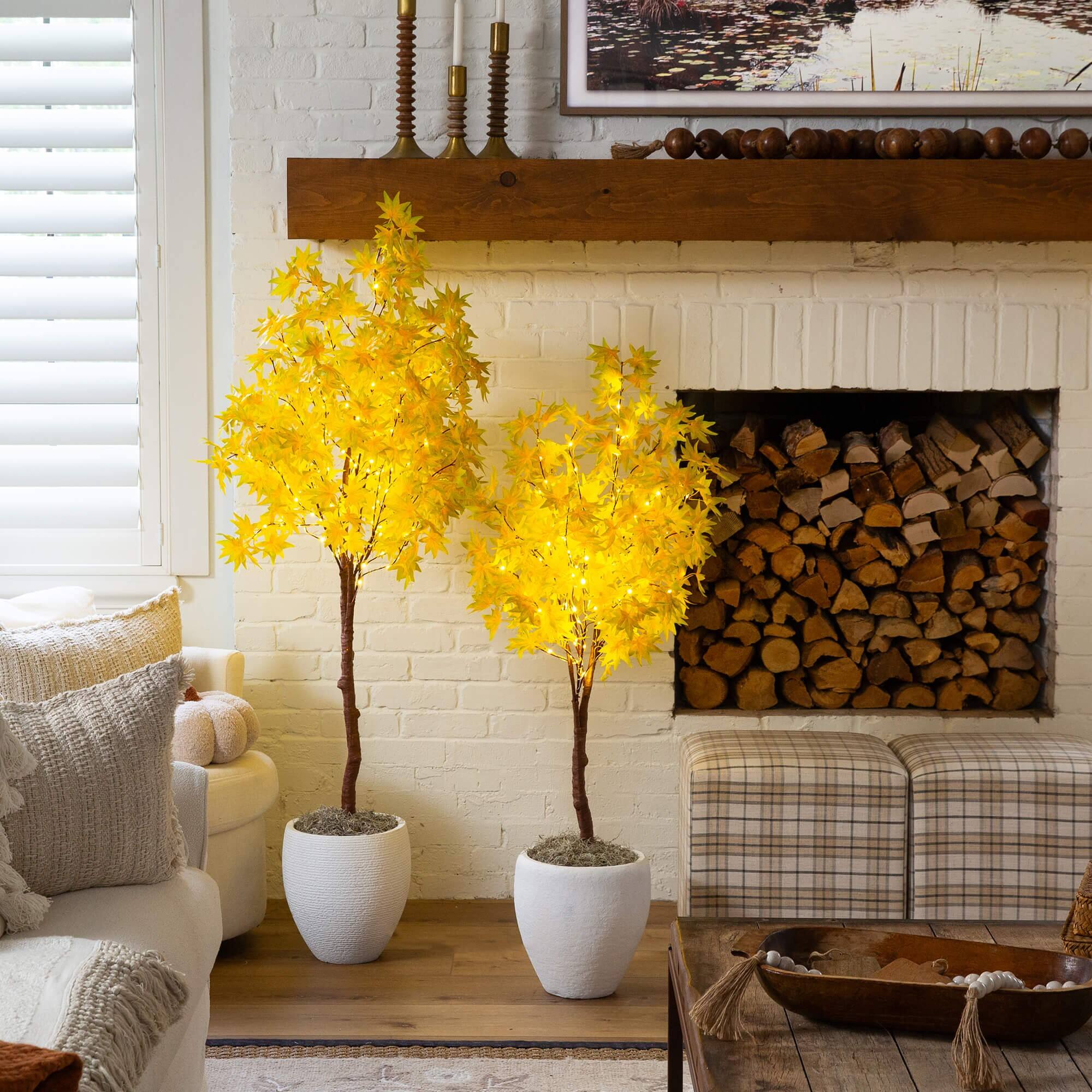 4ft. Pre-Lit Yellow Autumn Maple Artificial Fall Tree with 150 Warm White LED Lights